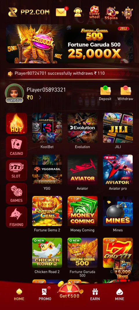 PP2 app home screen screenshot