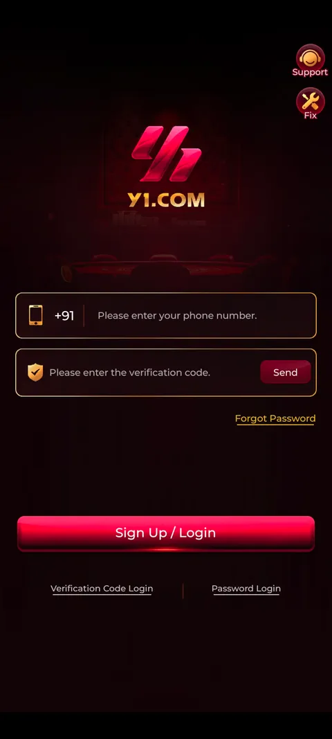 Y1GAME login page screenshot
