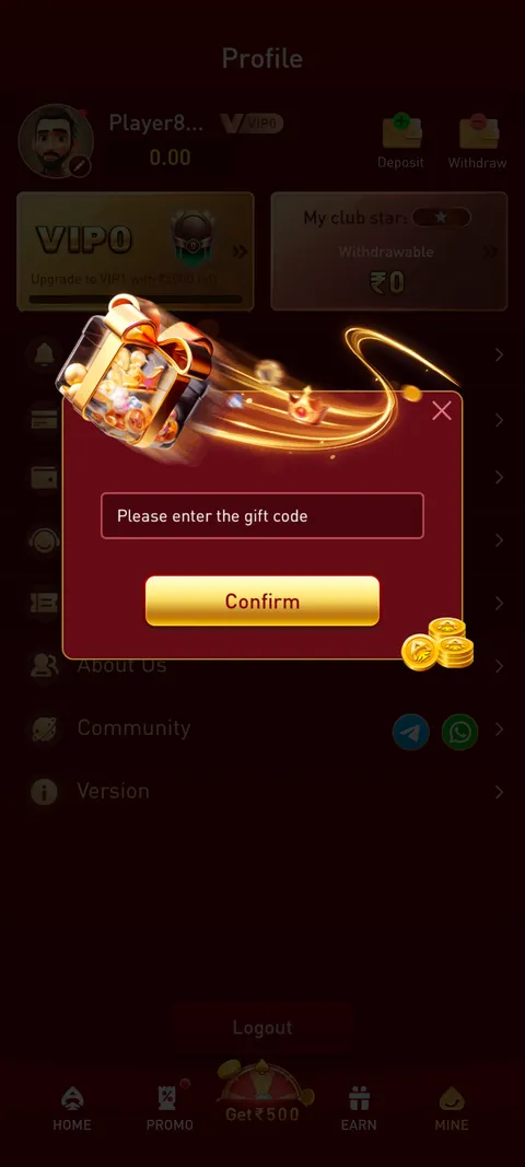 AAGAME promo code section screenshot