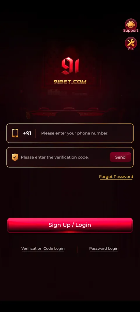 91BET login page screenshot