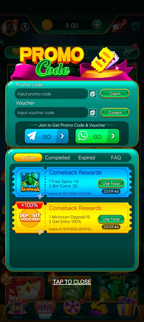 OkRummy promo code section screenshot