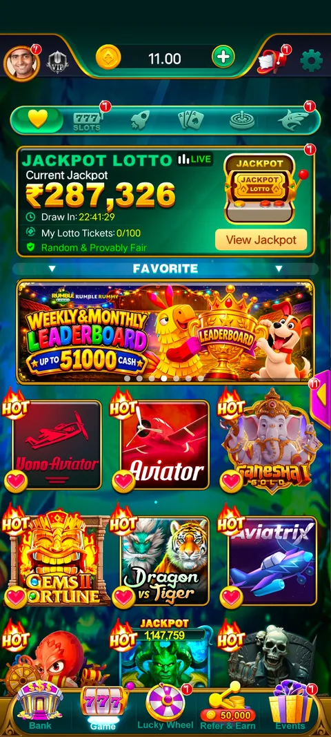 Rumble rummy app home page screenshot