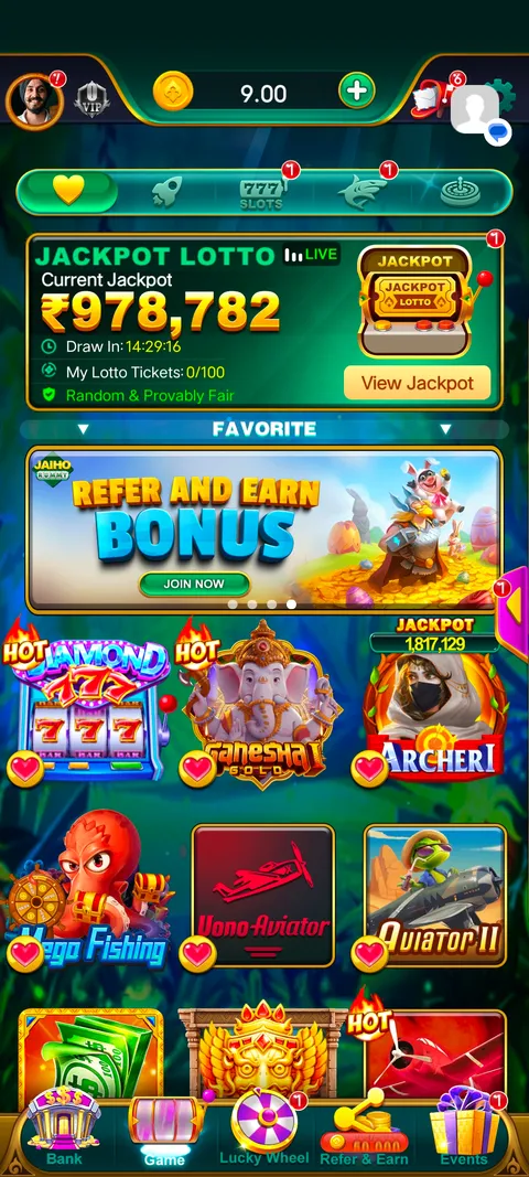 Jaiho rummy app home page screenshot