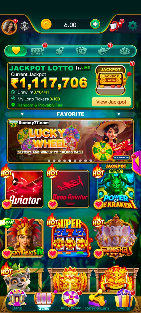 RUMMY77 app home page screenshot