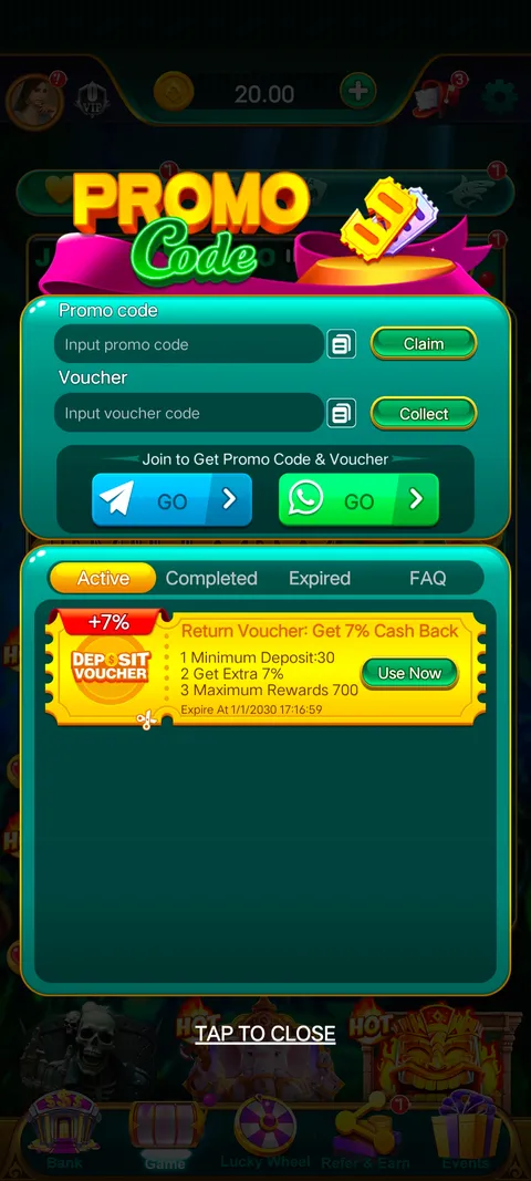 Hindi 777 promo code section screenshot