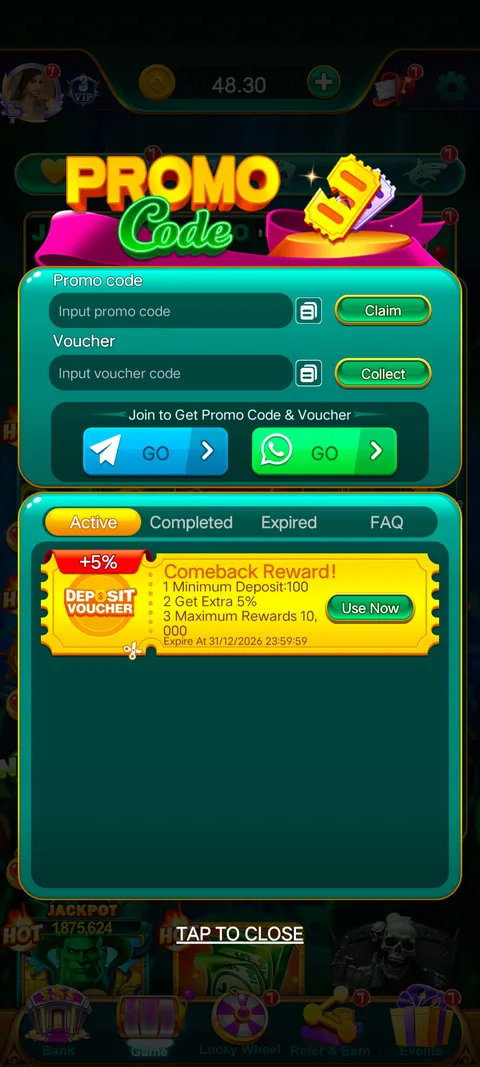 INDCLUB promo code section screenshot