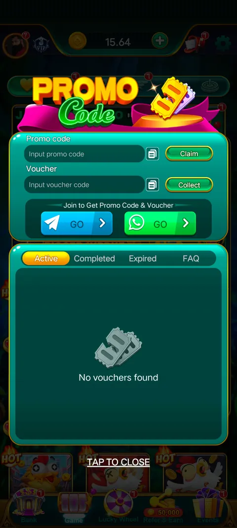Shere slot promo code section screenshot