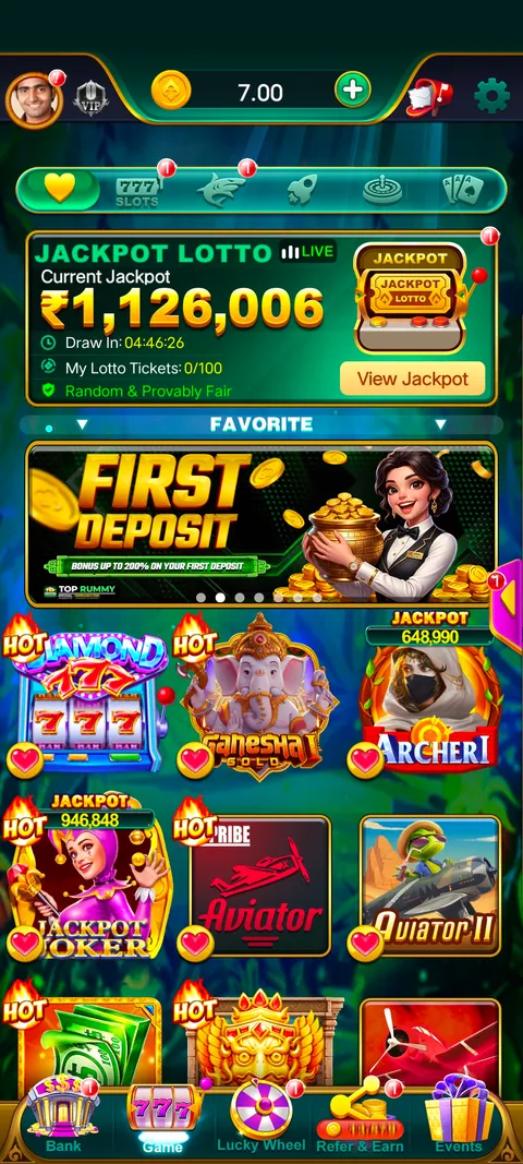 Top rummy app home page screenshot