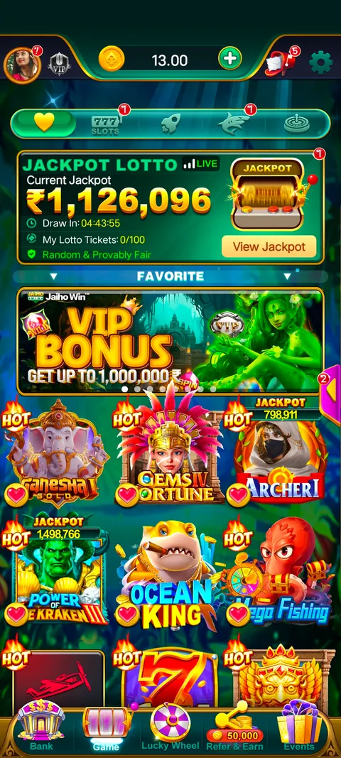 Jaiho win app home page screenshot