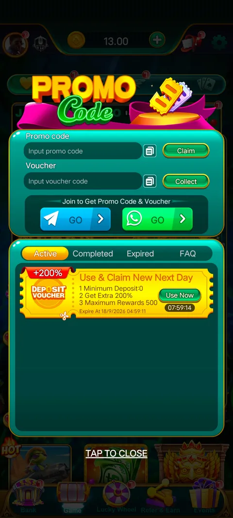 Jaiho spin promo code section screenshot