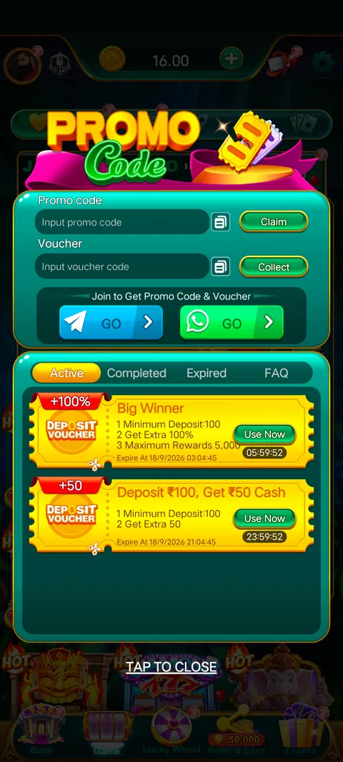 YN777 promo code section screenshot