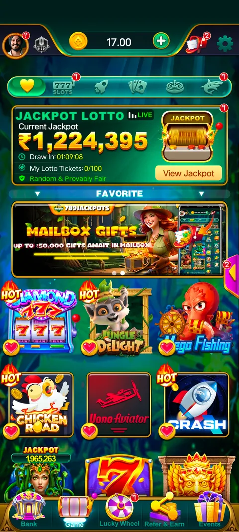 789 Jackpots app home page screenshot