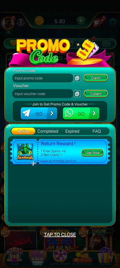 MBM BET promo code section screenshot