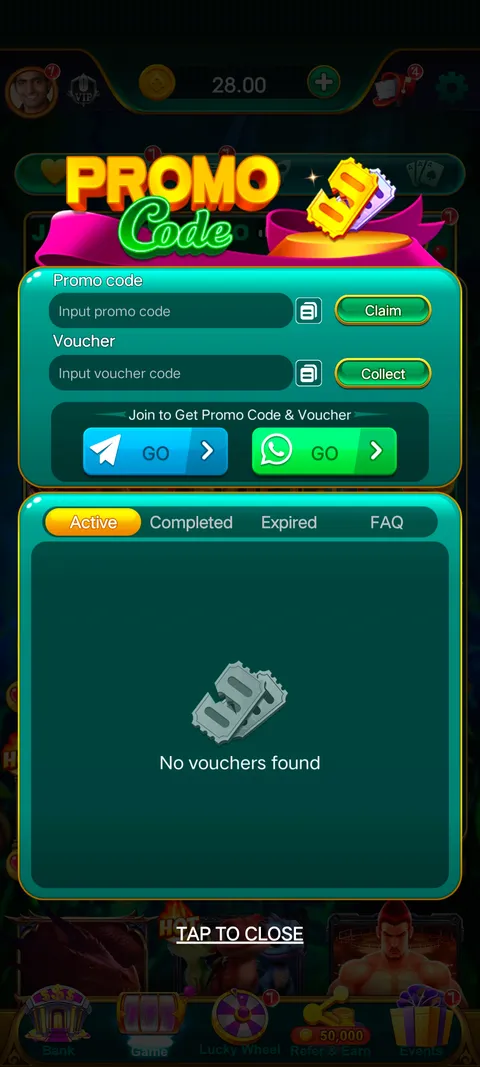 Ind rummy promo code section screenshot