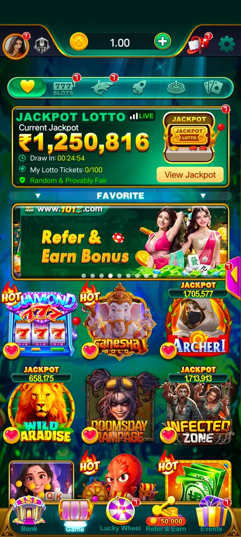 101 Z app home page screenshot