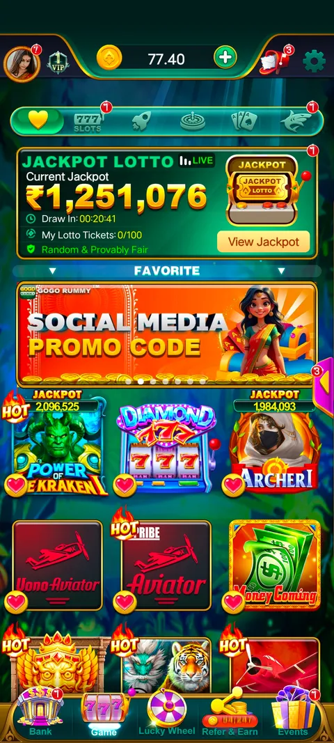 GOGO RUMMY app home page screenshot