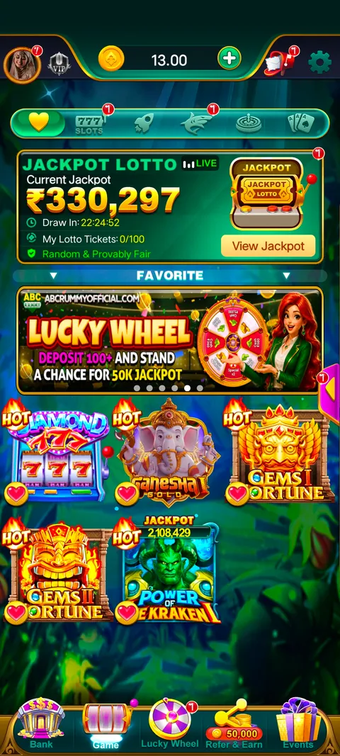 ABC RUMMY app home page screenshot