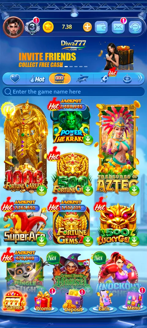 Diwa777 app home screen screenshot